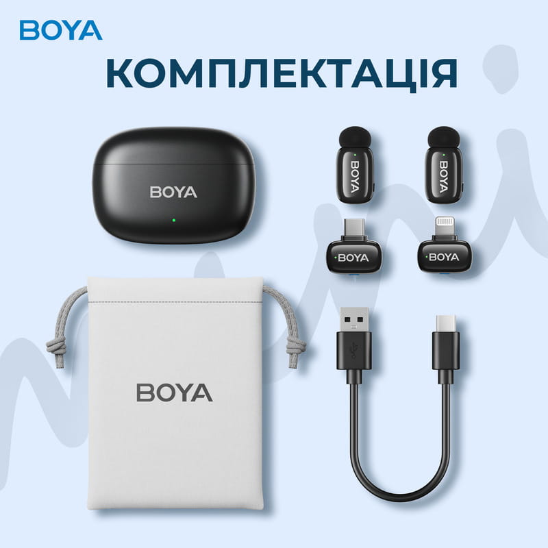 Микрофон BOYA mini-12 Type-C/Lightning Black