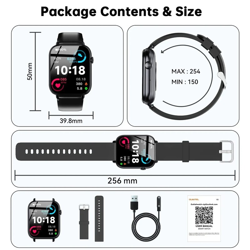 Смарт-годинник Oukitel V3 Black (6941749818591)