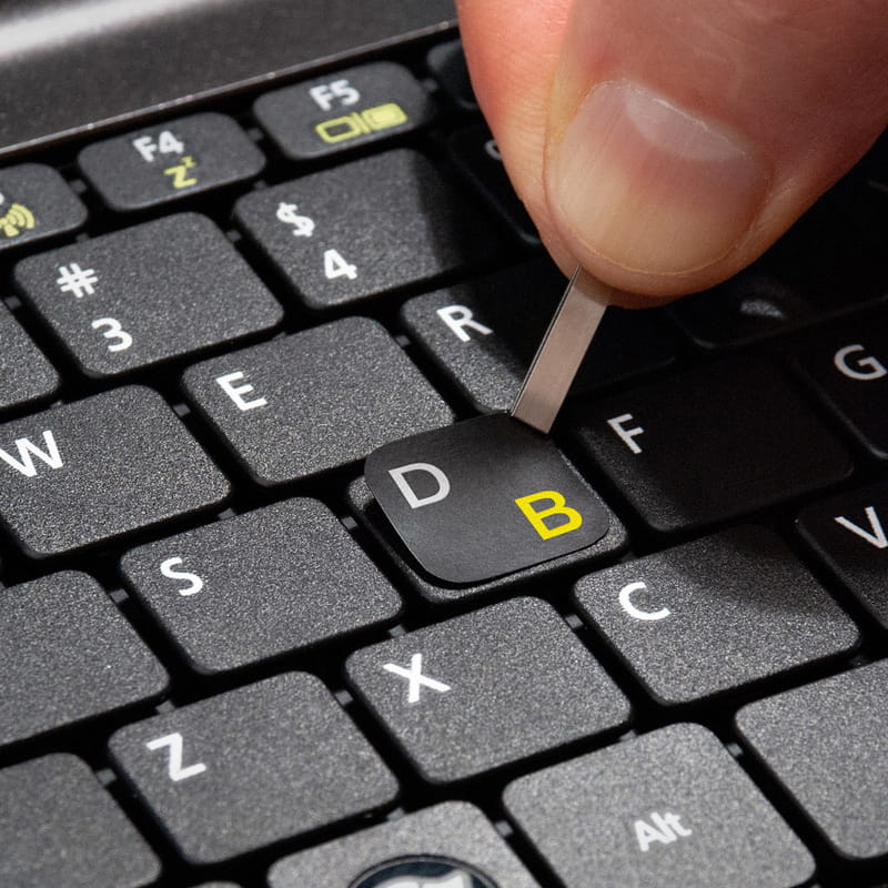 Наклейка на клавіатуру Сектор SampleZone непрозора чорна, біло-жовта Англійська / Українська (SZ-BK-YS)