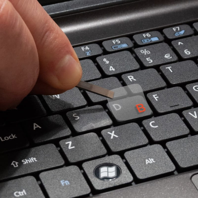 Наклейка на клавіатуру Сектор SampleZone непрозора біло-помаранчева Англійська / Російська / Українська (SZ-N-R)