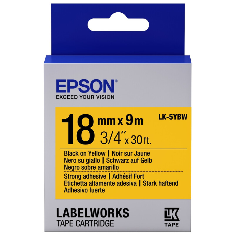 Стрічка Epson LK5YBW Strong Adhesive Black/Yellow 18mm/9m (C53S655010)