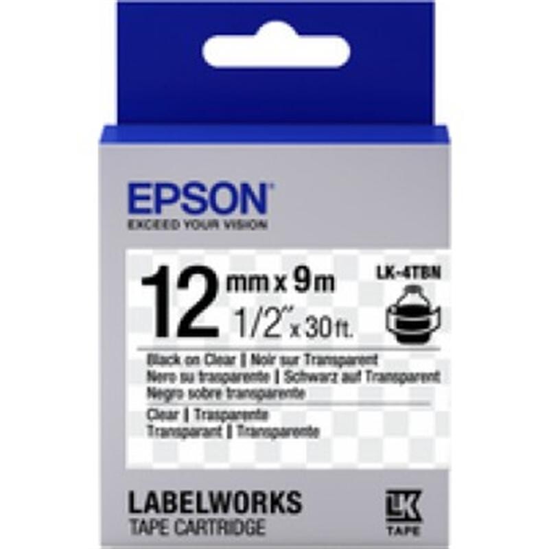 Лента Epson LK4TBN Clear Black/Clear 12mm/9m (C53S654012)