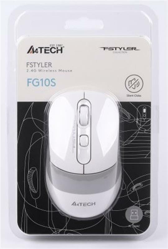 Мышь беспроводная A4Tech FG10S White USB