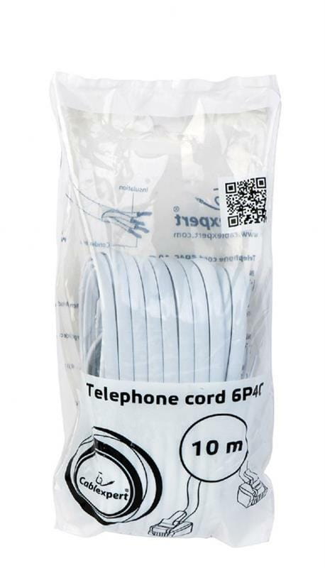 Кабель телефонный Cablexpert (TC6P4C-10M) CCA, 6P4C, 10м, серый