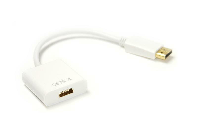 Адаптер PowerPlant (KD00AS1277) DisplayPort-HDMI, 0.15м, White