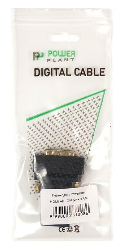 Перехідник PowerPlant (KD00AS1301) HDMI(AF)-DVI(AM), 360 градусів, Black