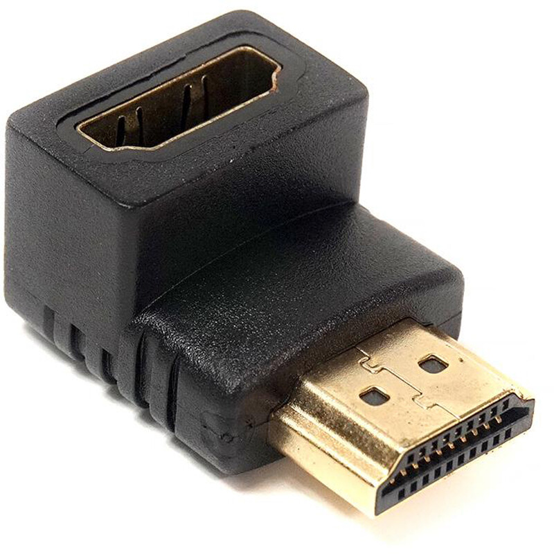 Перехідник PowerPlant (KD00AS1303) HDMI (AF) -HDMI (AM), нижній кут, Black