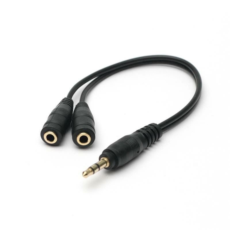 Кабель PowerPlant 3.5mm(M) - 2х3.5mm(F), 0.2 м, Black (KD00AS1263)