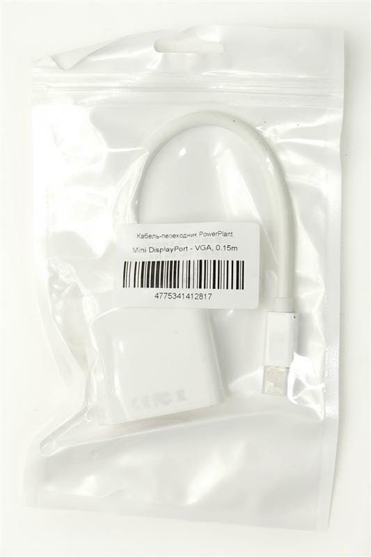 Адаптер PowerPlant (KD00AS1281) miniDisplayPort-VGA, 0.15м, White