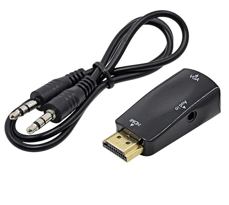 Адаптер PowerPlant (CA910267) HDMI-VGA+Audio с аудио кабелем 0.5м, Black