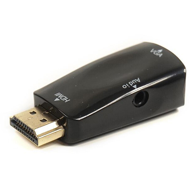 Адаптер PowerPlant (CA910267) HDMI-VGA+Audio с аудио кабелем 0.5м, Black