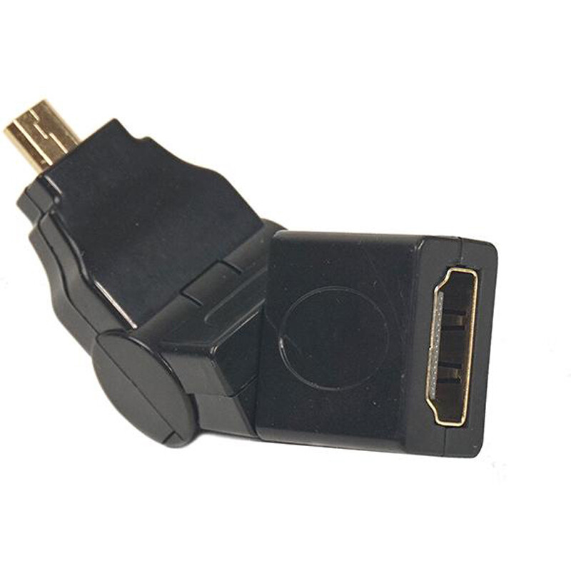 Переходник PowerPlant (CA910618) microHDMI(AM)-HDMI(AF), 360 градусов, Black