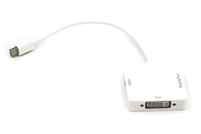 Кабель PowerPlant (CA911097) mini DisplayPort (Thunderbolt) - DisplayPort, HDMI, DVI, 0.2 м, White