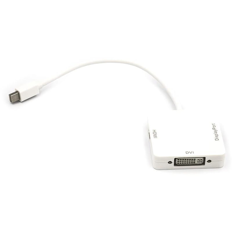 Кабель PowerPlant (CA911097) mini DisplayPort (Thunderbolt) - DisplayPort, HDMI, DVI, 0.2 м, White