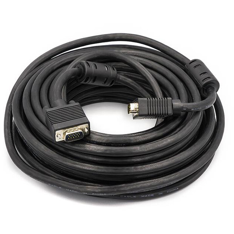 Кабель PowerPlant (CA911042) VGA-VGA, 10м, Double ferrites, черный