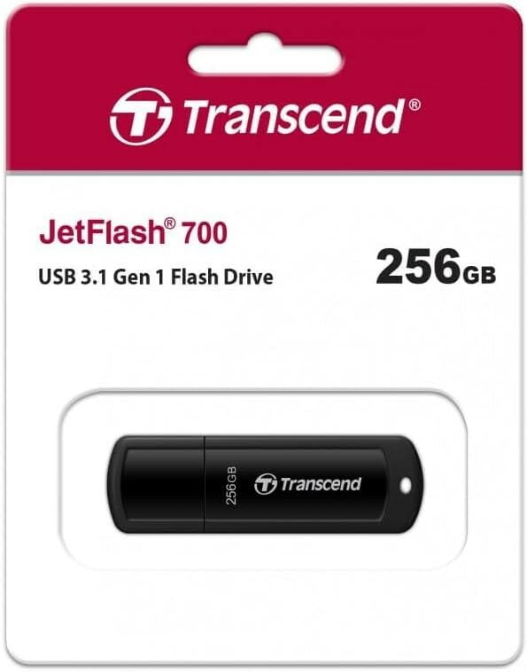 Флеш-накопитель USB3.1 256GB Transcend JetFlash 700 Black (TS256GJF700)