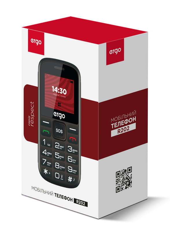 Мобильный телефон Ergo R202 Dual Sim Black