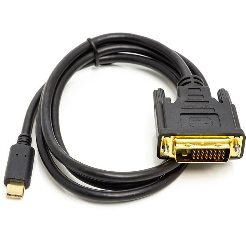 Адаптер PowerPlant (CA912124) USB Type-C-DVI(24+1), 1м Black