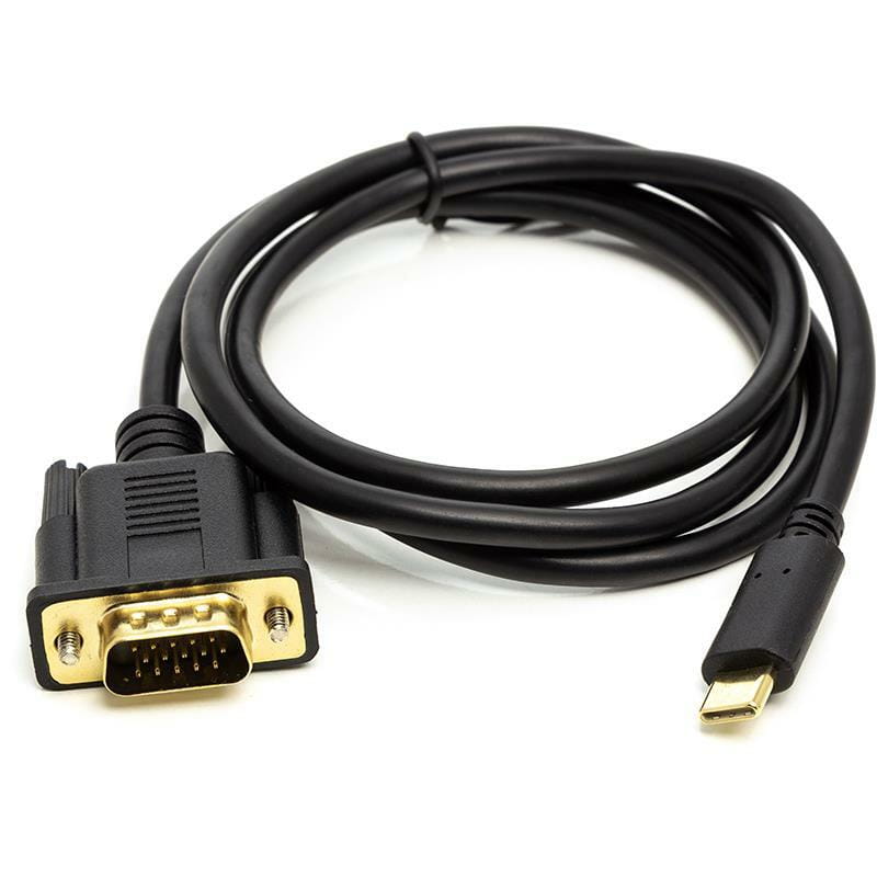 Адаптер PowerPlant (CA912117) USB Type-C-VGA, 1м Black