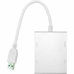 Адаптер PowerPlant (CA912087) USB3.0-DVI/HDMI/Gigabit Ethernet White
