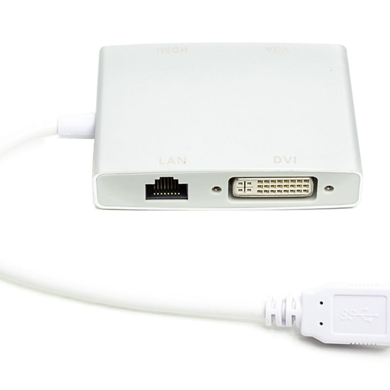 Адаптер PowerPlant (CA912087) USB3.0-DVI/HDMI/Gigabit Ethernet White