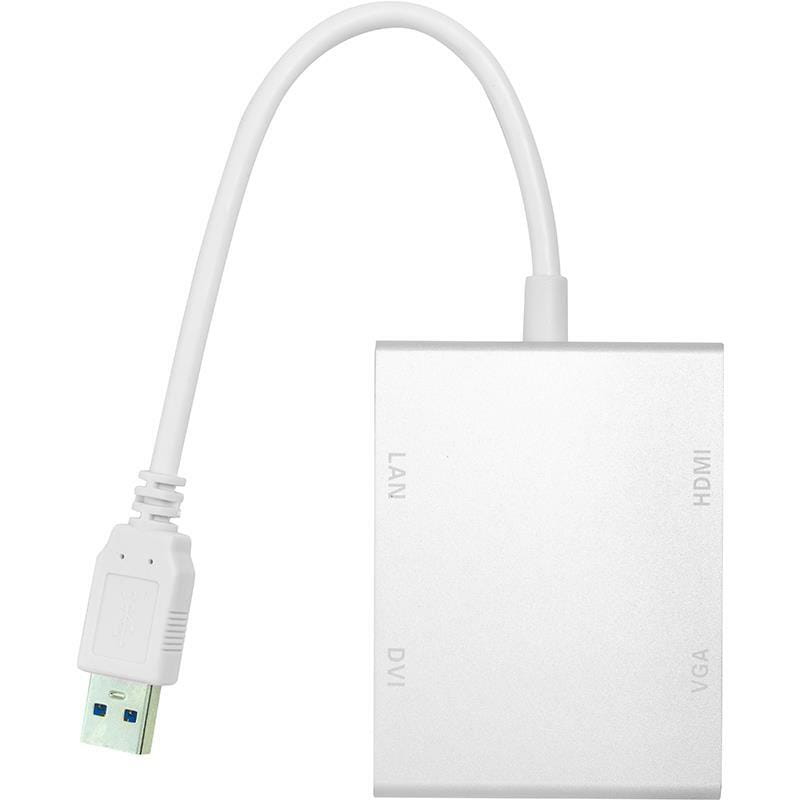 Адаптер PowerPlant (CA912087) USB3.0-DVI/HDMI/Gigabit Ethernet White