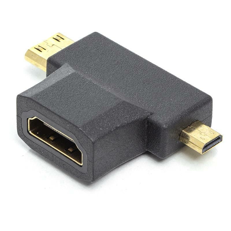 Адаптер PowerPlant (CA912056) HDMI(AF)-microHDMI(AM)/miniHDMI(AM) Black