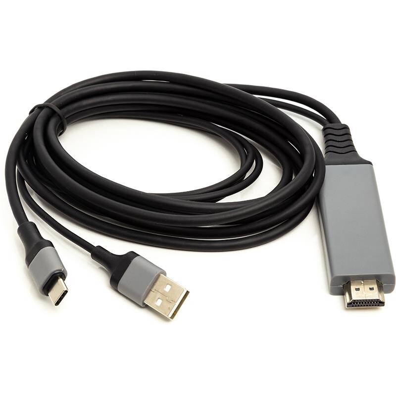 Кабель PowerPlant (CA912025) HDMI-USB(AM)/USB Type-C, 1м Black