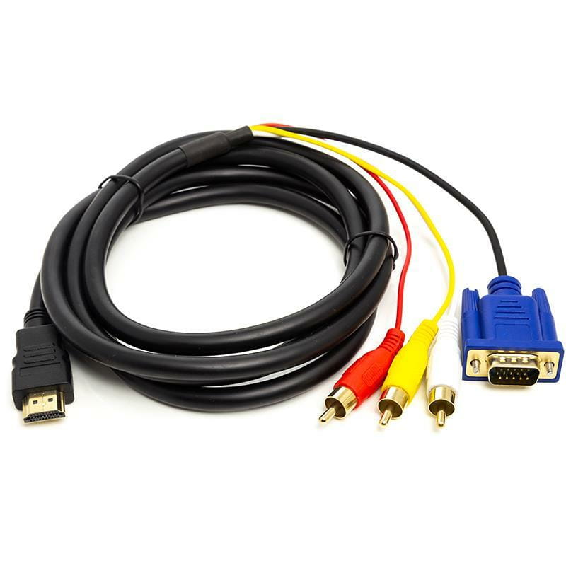 Кабель PowerPlant (CA912018) HDMI-VGA/3xRCA, 1м Black