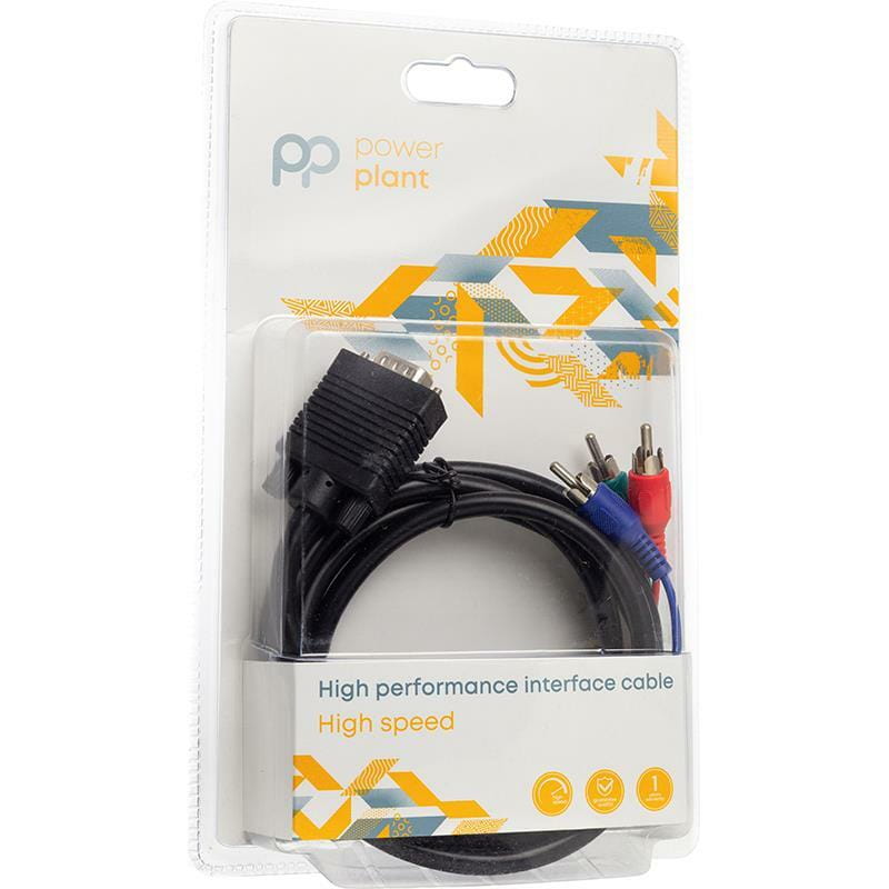 Адаптер PowerPlant (CA912001) VGA-3 RCA, 1 м, чорний