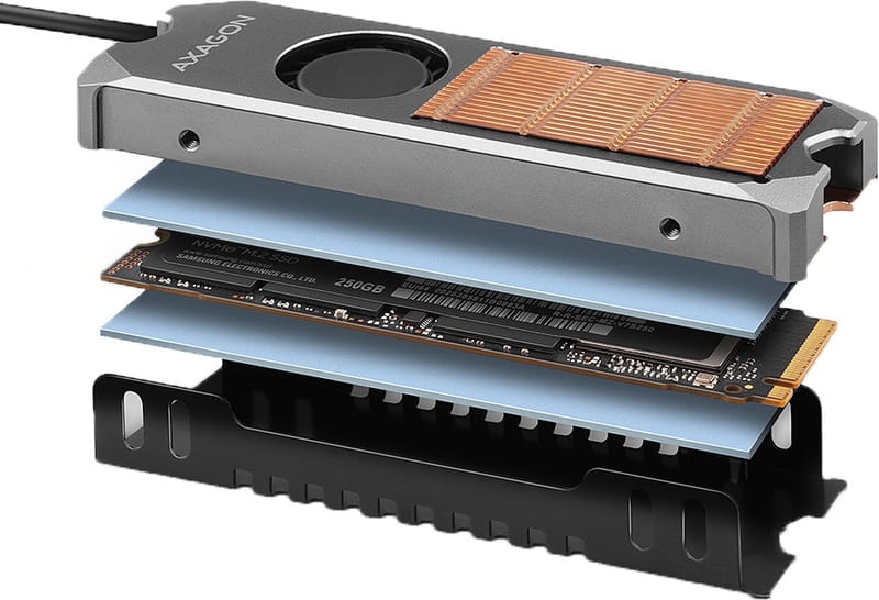 Радиатор охлаждения для SSD Axagon M2 Silver (CLR-M2FAN)