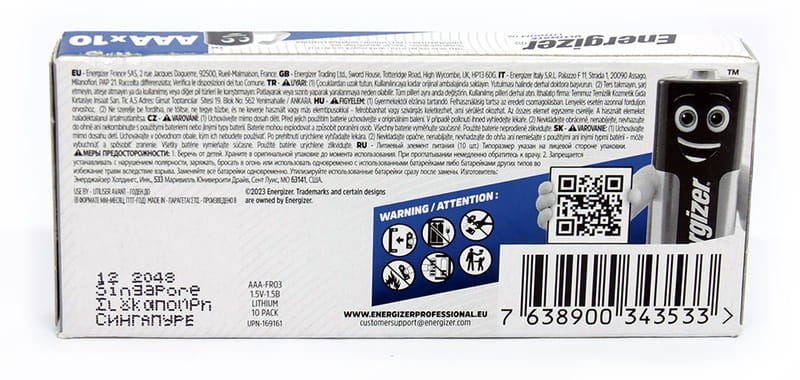 Батарейка Energizer Ultimate Lithium L92 AAA/LR03 BL 10шт