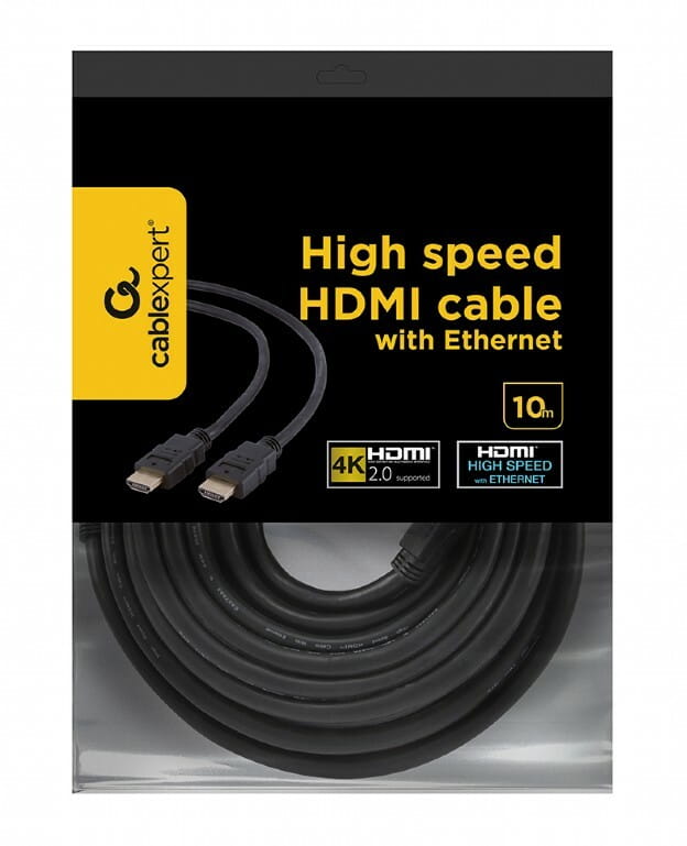 Кабель Cablexpert HDMI - HDMI V 2.0 (M/M), 10 м, чорний (CC-HDMI4-10M) пакет