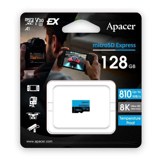 Карта пам`ятi microSDXC Express 128GB UHS-I U3 V30 A1 Apacer (AP128GMCEXG3X17-RA)
