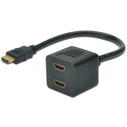 Адаптер Digitus HDMI - 2хHDMI (M/F), 0.2 м, Black (AK-330400-002-S)
