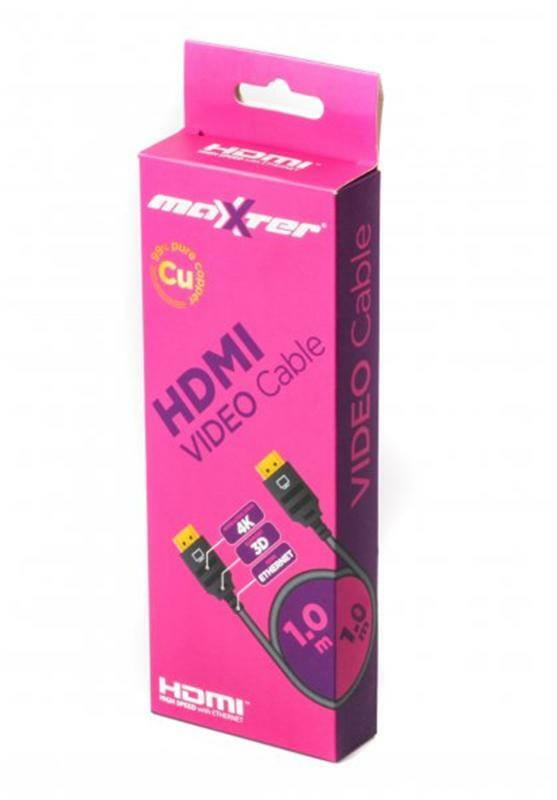 Кабель Maxxter HDMI - HDMI V 1.4 (M/M), 1 м, черный (VB-HDMI4-1M) коробка