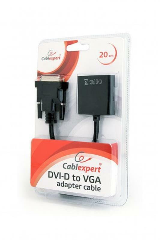 Адаптер Cablexpert DVI - VGA (M/F), 0.2 м, Black (AB-DVID-VGAF-01)