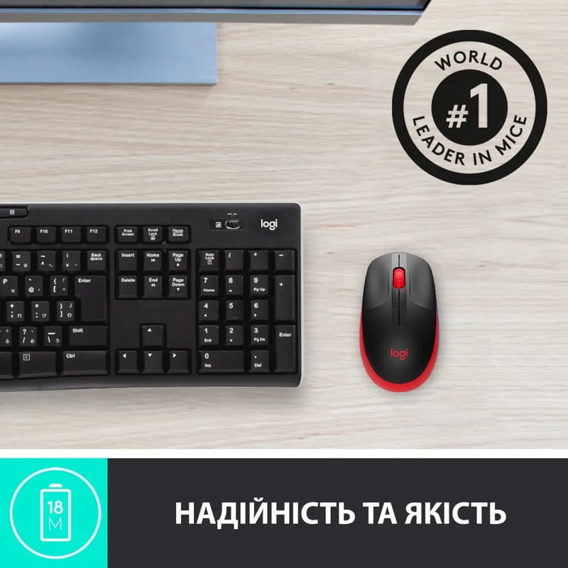Мышь беспроводная Logitech M190 Wireless Red (910-005908)