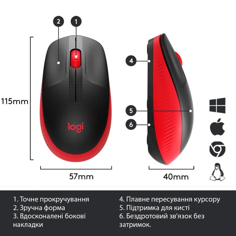 Мышь беспроводная Logitech M190 Wireless Red (910-005908)
