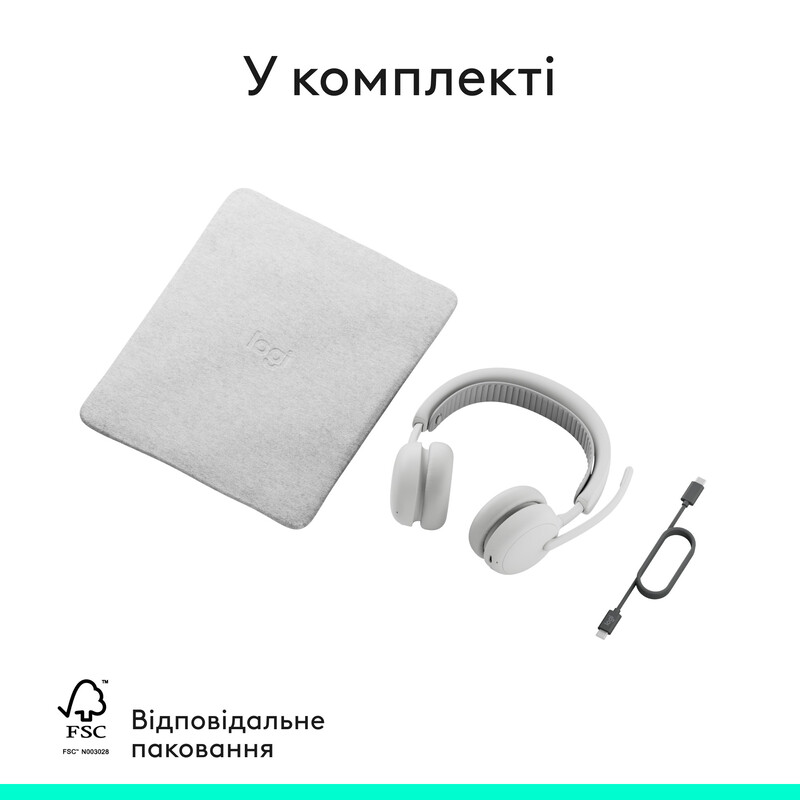 Bluetooth-гарнітура Logitech Zone Wireless 2 ES Off-White (981-001508)