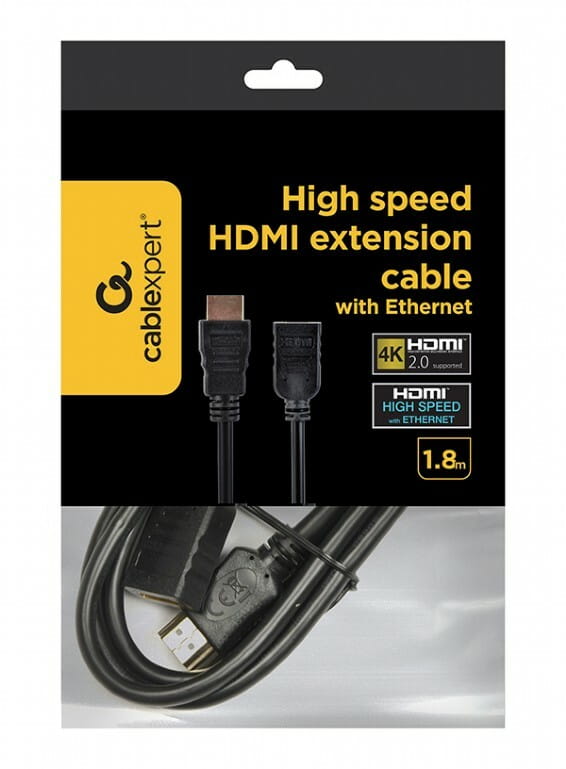 Кабель Cablexpert HDMI - HDMI (M/F), подовжувач, 1.8 м, чорний (CC-HDMI4X-6) пакет