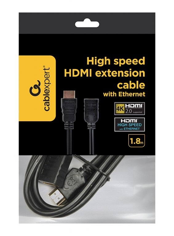 Кабель Cablexpert HDMI - HDMI (M/F), удлинитель, 1.8 м, черный (CC-HDMI4X-6) пакет