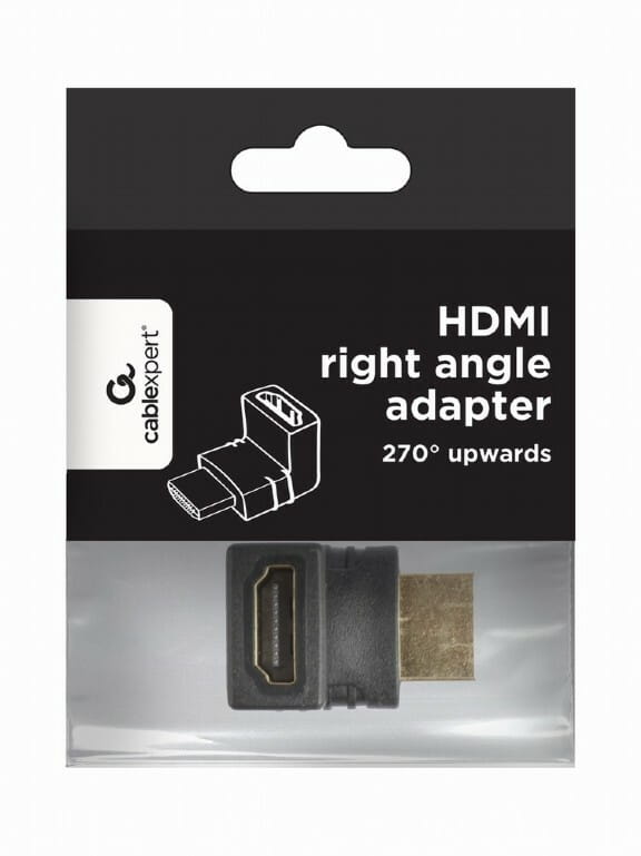 Адаптер Cablexpert HDMI - HDMI, M/F, Г-образный, черный (A-HDMI270-FML) пакет