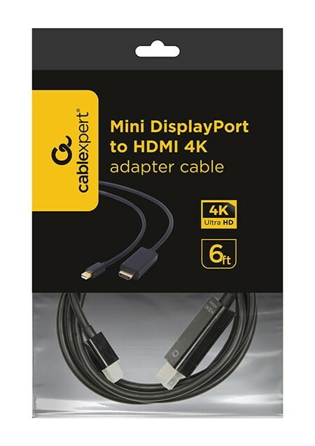 Кабель Cablexpert mini Displayport - HDMI V 1.2 (М/М), 1.8 м, черный (CC-mDP-HDMI-6) пакет