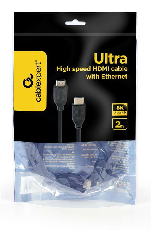 Кабель Cablexpert HDMI - HDMI V 2.1 (M/M), 2 м, черный (CC-HDMI8K-2M) пакет