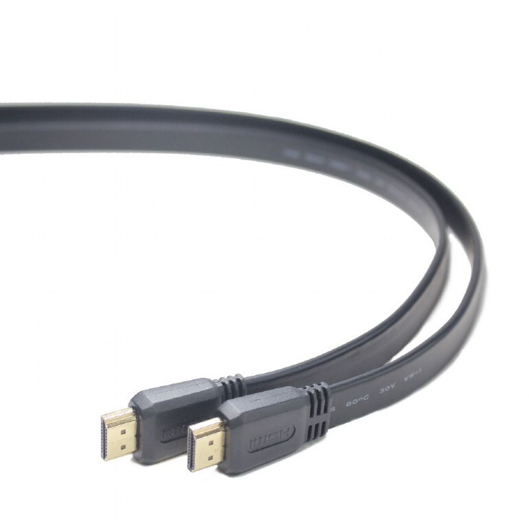Кабель Cablexpert HDMI - HDMI V 2.0 (M/M), плоский, 1.8 м, черный (CC-HDMI4F-6) пакет