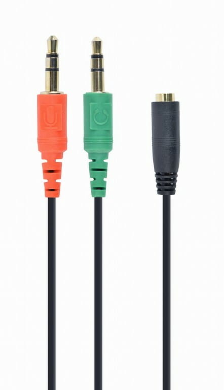 Аудіо-кабель Cablexpert 3.5 мм - 2х3.5 мм (F/M), 0.2 м, чорний (CCA-418)
