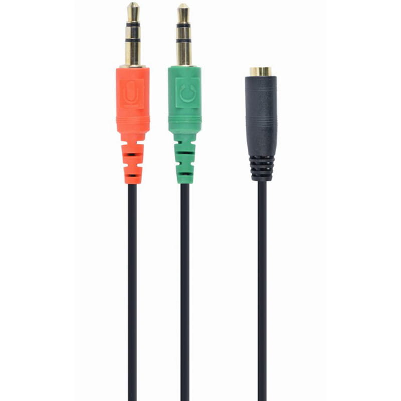 Аудіо-кабель Cablexpert 3.5 мм - 2х3.5 мм (F/M), 0.2 м, чорний (CCA-418)
