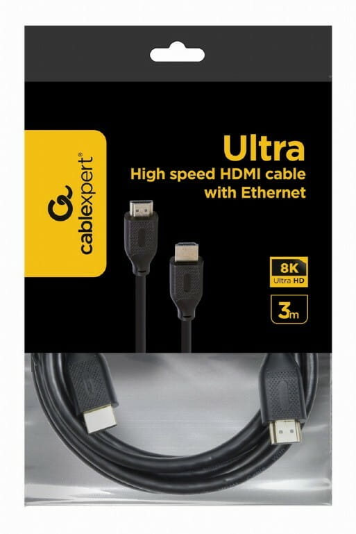 Кабель Cablexpert HDMI - HDMI V 2.1 (M/M), 3 м, черный (CC-HDMI8K-3M) пакет