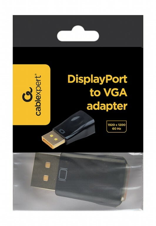 Адаптер Cablexpert DisplayPort - VGA (M/F), черный (A-DPM-VGAF-01) пакет